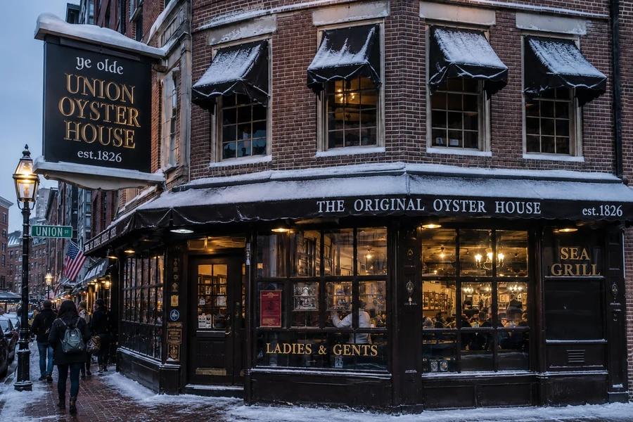 Ye Olde Union Oyster House, est. 1826, in winter